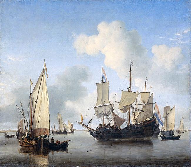 Willem Van de Velde The Younger Ships anchored offshore oil painting image